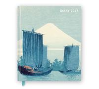 Japanese Woodblocks 2027 Desk Diary Planner - Week to View, Illustrated Throughout: Original Flame Tree Publishing Großer Tischkalender [Terminkalender]