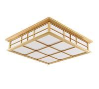 Japanese Wooden Ceiling Light, Rectangular Flush Mount with LED, Modern Atmosphere Lamp for Living Room, Bedroom, Dining Room, Kitchen
