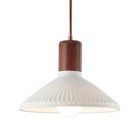 Japanese Wooden Ceramics Pendant Lamp: Personality Hanging Light with Lampshade, E27 Single-Head Chaner for Balcony, Entrance, and Ceiling Decoration