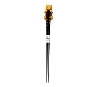 Japanese Wooden Chopsticks Set With Neko Cat Rest Set Gift Box Packaging (Chatora (Yellow))