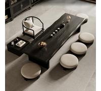 Japanese Wooden Coffee Table Rectangular Tea Table Low Meditation Altar Table Multifunctional Floor Sitting Table (Black 100 x 50 x 35 cm)