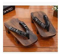 Japanese Wooden Japanese Traditional Samurai Wooden Shoes Men Geta Clogs Chinese Oriental Summer Beach Flip FlopsAnime Cosplay Sandal-Color13_XL Unisex Geta Sandals ( Color : Color1 , Size : L )