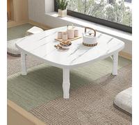 Japanese Wooden Low Floor Table Foldable Space Saving Design Thickened Wide Desktop for Living Room Dining Room & Office (White 60x60x30cm/23.6x23.6x11.8in)