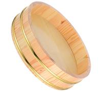 Japanese Wooden Sushi Rice Mixing Tub Gold Rim 26.5x26.5x7cm | Flat-Bottom Design, Helps Cool Rice for Rolls, Natural Food-Grade Wood, Sashimi Platters and Preparation