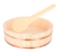 Japanese Wooden Sushi Rice Mixing Tub, Handcrafted Pine Hangiri Bowl for Sushi Making, Traditional Kitchen Tool for Home or Restaurant Use