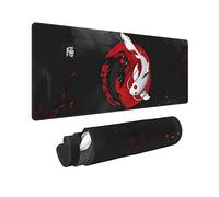 Japanese Yin and Yang Koi Carp Fish Black Red Mouse Pad XL Extended Desk Mat, Non Slip Rubber Base Stitched Edge Gaming Pc Desktop Large Mice Pad,31.5 x 11.8 Inch