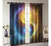 Japanese Yin Yang Curtains 54 Drop, 2 Panels, 46x54 Inch