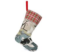 Japanese Yin Yang Koi Fish Christmas Stocking 13.2in, Glitter Sequins Xmas Stocking with Hanging Loop, Fun Gift Bag for Holiday Party Decor, One Size