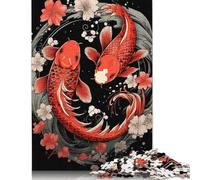 Japanese Yin Yang Koi Fish Puzzle Premium 100% Recycled Board Paper Rectangular Jigsaw Puzzle for Adults Teen Unique Gift 1000pcs (26x38cm)