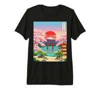 Japanese Zen Garden Pagoda Sakura Cherry Blossom Mount Fuji Premium T-Shirt