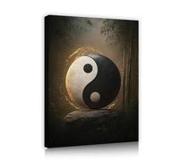 Japanese Zen Style Canvas Wall Art Yin Yang Balance Oriental Nature Artistic Poster Paintings Wall Decor for Living Bedroom Office Kitchen 60x72cm Innerframe
