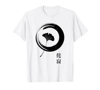 Japanese Zen Symbol Ginkgo Leaf Enso Circle Art T-Shirt