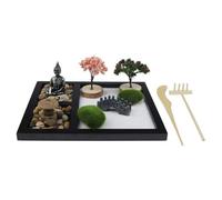 Japanese Zenes Garden for Desk Wood Sand Garden Zenes Decors Meditations Gift Sensory Tool for Mindfulness Emotional Japanese Zenes Garden Set for Desk