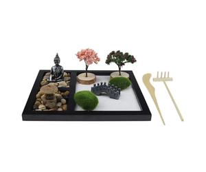 Japanese Zenes Garden for Desk Wood Sand Garden Zenes Decors Meditations Gift Sensory Tool for Mindfulness Emotional Japanese Zenes Garden Set for Desk