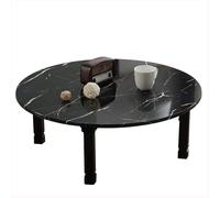 JapaneseStyle Low Round Folding Table Coffee Table Dining Table Small Desk for Bedroom Bay Window Tea Room - Black Marble Pattern