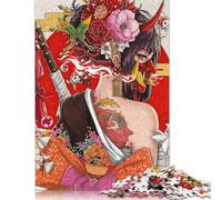 Japanische Dämonenmädchen-Kunst, 500-teiliges Puzzle für Erwachsene, anspruchsvolles Spiel, Puzzles, lustige Spiele (52 x 38 cm)