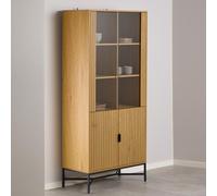 japar wooden display cabinet with 4 doors in oak and black
