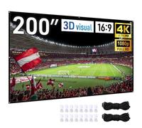 Japard 200 Inch Projector Screen Outdoor Indoor, 4K Full HD 3D 16:9 Double-Sided Projection, Foldable Portable, Wall Mount Hanging Extra Large for Outside Theater, Home Backyard Movies, Party