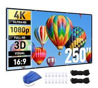 Japard 250 Inch Projector Screen Outdoor, 4K Full HD 3D 16:9 Double-Sided Projection, Foldable Portable, Wall Mount Hanging Extra Large for Outside Theater, Home Backyard Movies, Party