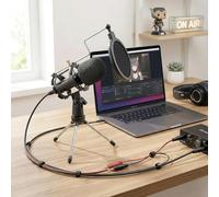 Japard Gaming USB Microphone for PC High Sensitivity, Mini Condenser 3.5 mm Plug for iPhone iPad Android, Broadcast Music Recording Set for Computer Meeting Podcast