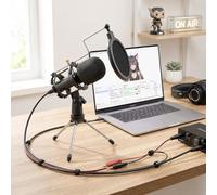 Japard Gaming USB Microphone for PC High Sensitivity, Mini Condenser 3.5 mm Plug for iPhone iPad Android, Broadcast Music Recording Set for Computer Meeting Podcast