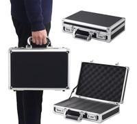 Japard Hard Case, 14" x 9" x 4" Portable Waterproof Protective Camera Case with Customizable Foam, Weather Shockproof 2 Combination Locks, Ideal for Cameras, Laptops and Drones, Black