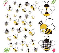 JAPBOR 90PCS Bee Shaped Cutouts Paper, Spring Summer Honey Bees Printed Cut Out Card, 4 Sizes Cute Honeybee Cut-Outs Bulletin Board Classroom Decoration, Cardboard Cutting for Home Wall Window Decor