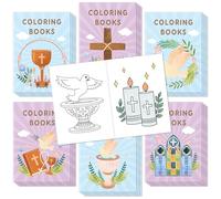 JAPBOR Catholic Coloring Books for Kids - 24PCS Mini Religious Themed Color Book Bulk Party Favors, Christian Jesus Small Colouring Pages for Sunday School Church Classroom Drawing Painting Games