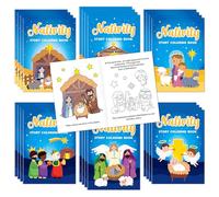 JAPBOR Christmas Nativity Coloring Books - 24PCS Mini Xmas Christian Story Color Book Bulk for Kids Party Favors, Religious Bible Small Colour Pages for School Classroom Church Drawing Painting Games
