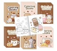 JAPBOR Coffee Activity Coloring Books - 24PCS Mini Coffee Themed Color Activities Book Bulk for Party Favor, Latte Cup Small DIY Colouring Pages for Cafe Birthday Gifts Class Drawing Painting Games