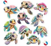 JAPBOR Cruise Door Decorations Magnetic - 10PCS Sea Turtle Cruise Magnet, Ocean Turtles Car Ship Cabin Refrigerator Magnets Decal, Sea Animal Fridge Magnetic Stickers for Home Kitchen Cabinet Decor