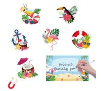 JAPBOR Cruise Door Decorations Magnetic - 7PCS Tropical Hawaii Cruise Magnet, Summer Beach Car Ship Cabin Refrigerator Magnets Decal, Flamingo Coconut Drink Fridge Stickers for Carnival Party Decor