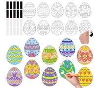 JAPBOR Easter Coloring Crafts Kits - 30PCS Color Your Own Easter Egg Art Magnets for Kids, Spring Bunny Rabbit DIY Colour Fridge Magnetic Stickers for Class School Draw Paint Activities Party Favor