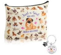 JAPBOR Makeup Bag for Dog Lovers, Beige, French Bulldog