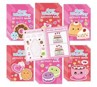 JAPBOR Valentine’s Day Activity Coloring Books - 24PCS Mini Valentine Dessert Activities Color Book Bulk for Kid Party Favor, Sweet Food Small Colour Page for Birthday Gift Class Drawing Painting Game