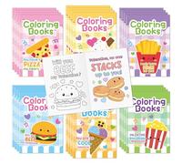 JAPBOR Valentine’s Day Coloring Books - 24PCS Mini Valentine Food Color Book Bulk for Kids Party Favors, Sweet Dessert Small Colouring Pages for Birthday Gifts Classroom School Drawing Painting Games