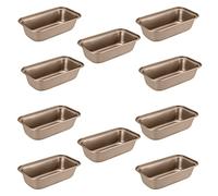 JAPCHET 10 Pack 15.6 x 8.5 cm Mini Loaf Tin, Non Stick Small Bread Loaf Baking Pans, Rectangle Baking Tray for Oven Baking