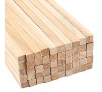JAPCHET 100 Pack 12 x 1/2 x 1/2 Inch Square Wooden Dowels, Unfinished Natural Long Wood Strips Square Sticks Hardwood Dowel Rod for Model Making, Decorations, DIY and Craft Projects