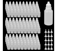JAPCHET 100 PCS 20ml Plastic Dropper Bottles, Empty Eye Dropper Bottle with Cap and funnel, White Squeezable Bottle for Eye Drops, Essential Oils