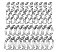 JAPCHET 100 PCS Hose Clips Set, 5 Sizes Adjustable 6-51mm Pipe Hose Clamp, Stainless Steel Worm Drive Clips for Pipe Hose