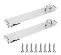 JAPCHET 2 Pack 8 Inch Heavy Duty Door Hasp Latch, Stainless Steel Padlock Hasp Door Hasp Lock with Screws, Padlock Clasp Hasp Latch for Fence Gate, Door Window, Cabinets, Silver