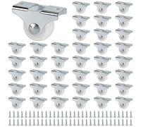 JAPCHET 40 Pcs 25mm Fixed Castor Wheels, 1 Inch Non Swivel Small Caster Wheels for Trolley, Furniture, Cabinet, Drawer Caster