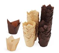 JAPCHET 400 PCS Brown and Coffee Tulip Baking Paper Cups, Muffin Cupcake Liners, Tulip Muffin Wrappers Cases for Weddings Birthdays