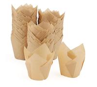 JAPCHET 400 PCS Brown Tulip Baking Paper Cups, Muffin Cupcake Liners, Tulip Muffin Wrappers Cases for Weddings Birthdays