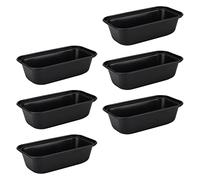 JAPCHET 6 Pack 15.6 x 8.5cm Black Mini Loaf Tin, Non Stick Small Bread Loaf Pan Baking Pans, Rectangle Baking Tray for Oven Baking