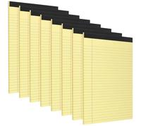 JAPCHET 8 Pack A4 Yellow Legal Notepad 100 Pages, 21.6 x 29.6cm, 80gsm Paper for Home Office Journal