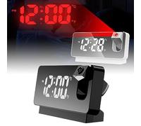 Japelessor Mirror Projection Alarm Clock, Digital Clock with Projection On Ceiling, Clock Projector for Bedroom with USB Charger Port, Mirror LED Clock Projector (A-Black)