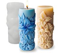 Japleed Elegant Lily Embossed Candle Molds for Candle Making, 3D Flower Silicone Molds for Candle Soap Wax Resin Clay, Blooming Lily Chocolate Cake Fondant Molds, DIY Floral Art Craft Wedding Decor