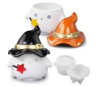 Japleed Ghost Storage Box Mold with Witch Hat Design, 3D Halloween Resin Mold, Cute Jar Silicone Molds for Epoxy Resin Concrete, Candle Holder Succulent Pot Jewelry Holder Mould for Decor Art Craft