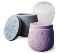 Japleed Zodiac Silicone Jar Molds with Lid, Star Design Candle Holder Container Storage Resin Concrete Molds, Constellation Box Succulent Pot Jewelry Holder Casting Mould for Decoration Crafting